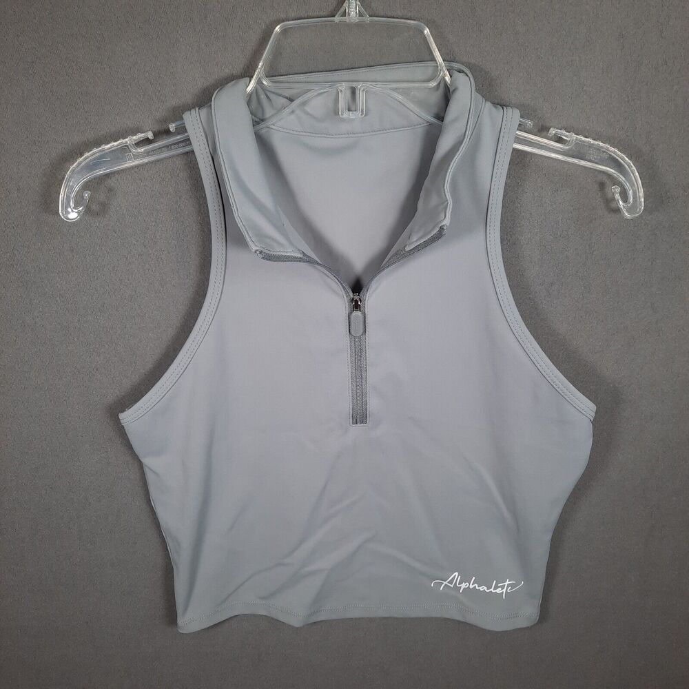 Alphalete Womens Cropped Athletic Tank High Neck Collared Quarter Zip Size M